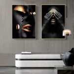 Modern Black Gold African Woman Portrait Wall Art Posters Living Room Home Decor Canvas Painting Mural Prints Pictures Cuadros - Image 3