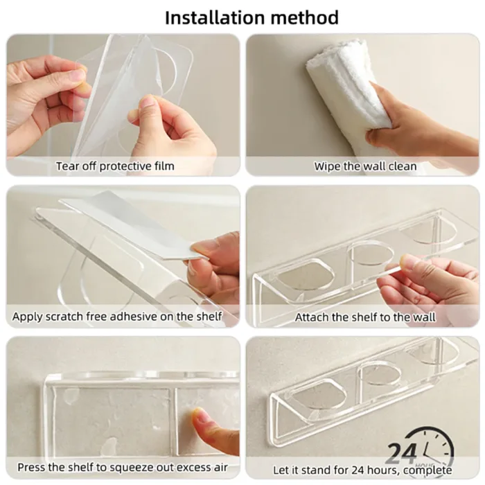 Acrylic Comb Holder Organizer Storage Shelf Clear Transparent Wall-Mounted Hair Brushes Rack Bathroom Accessories Home Shelves - Image 5