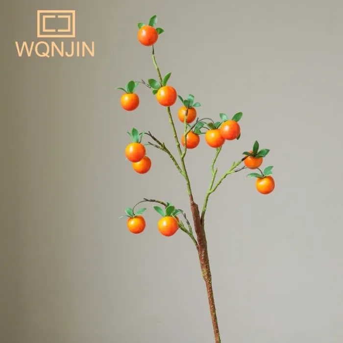 Pomegranate Branch With Leaves Red Artificial Flowers Fake Fruit Flores For Home Christma Vase Decoration Outdoor Garden - Image 8