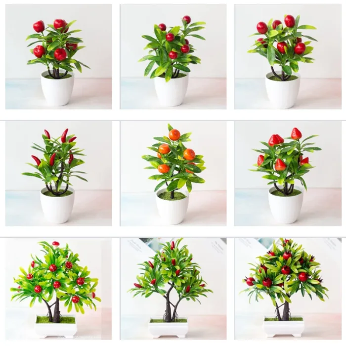 Simulated Green Plants Simulated Plants Decorative Bonsai Fruit and Potted Plants Strawberry Orange Simulation Tree - Image 1