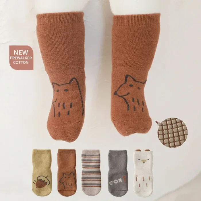 New Baby Socks Winter Warm Soft Terry Baby Boy Girl Socks Cute Cartoon Animal Non-slip Soled Newborn Toddler Socks - Image 1