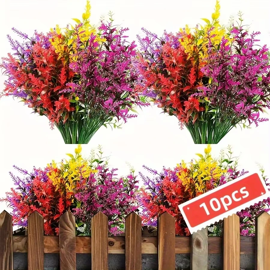 Se1c8149bf49742d79e508b0cc5502397k.webp 10 Bundles Artificial Lavender Flowers 5 Colors Garden Wedding Decoration Outdoor Fake Plants For Home Room Decor DIY Fake Plant - Image 1