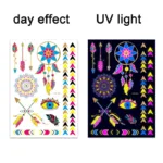Luminous Temporary Tattoos Stickers Fluorescent Neon In Dark Illuminate Tattoo Elephant/Love Heart Shoulder Tattoo Party Sticker - Image 13