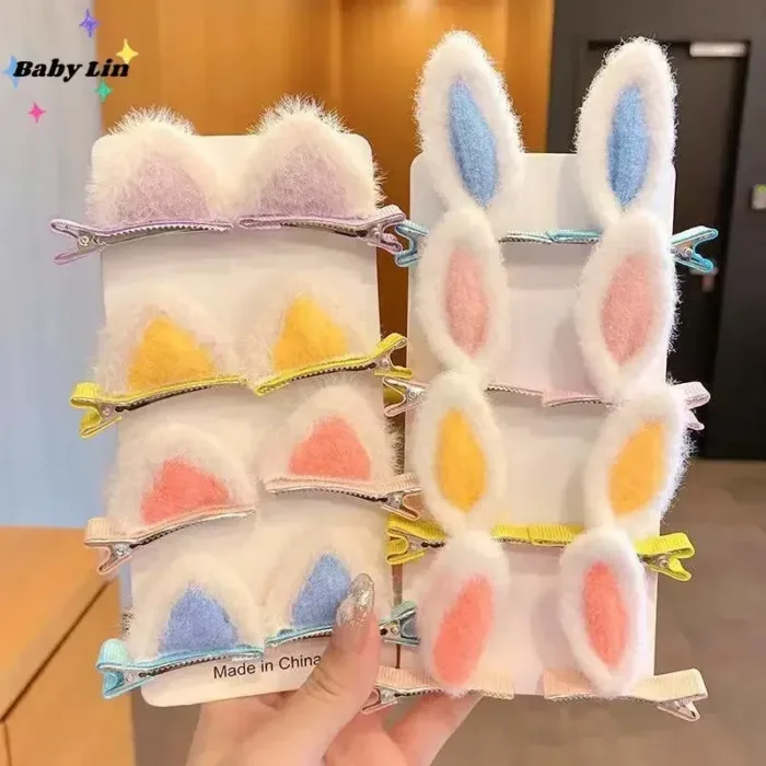 2pcs Cute Ears Hair Clips 3D Rabbit Bear Hair Pin for Baby Girls Kawaii Headwear Little Girls Kids Hair Accessories 2023 NEW - Image 1