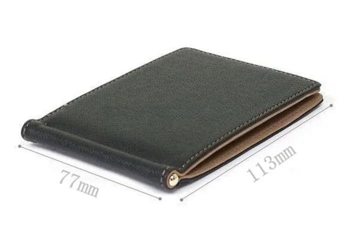 Leather Men Money Clips Metal Solid Wallets Credit Dollar Purses Money Holder portafoglio Wallet for Male Minimalist Card Holder - Image 5