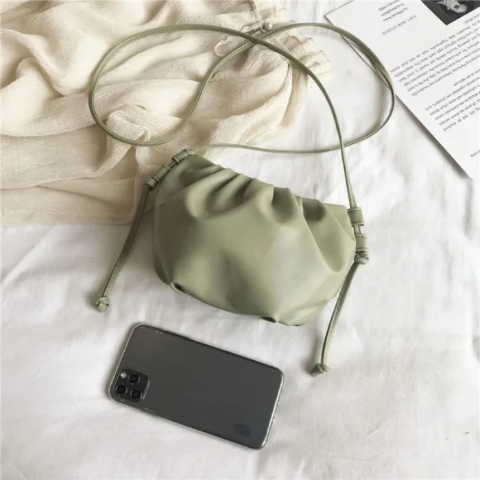 Fashion Women Shoulder Bag New Arrival Crossbody Bag Female Solid Color Pleated Design Ladies Bag Mini Zipper Cloud Bag For Girl - Image 5