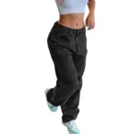 Low Waist Jeans Women Baggy Jeans 2023 New Fashion Straight Leg Pants Y2k Denim Trousers Vintage Loose Blue Washed Mom Jeans 90s - Image 3