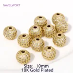 18K Gold Plated Brass with Zircon Round Spacer Beads,Bracelet Beads For Jewelry Making,Beads Separators,DIY Jewelry Accessories - Image 10