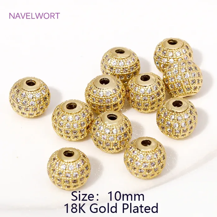 18K Gold Plated Brass with Zircon Round Spacer Beads,Bracelet Beads For Jewelry Making,Beads Separators,DIY Jewelry Accessories - Image 10