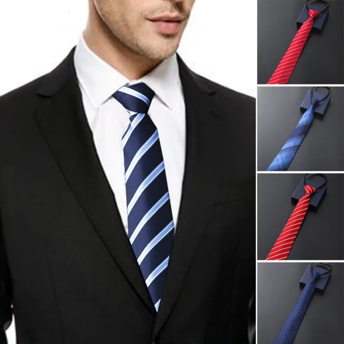 8Cm Daily Wear Lazy Zipper Cravat Necktie Accessories Men's Tie Jacquard Classic Fashion Wedding Party Gift Men Slim Skinny Tie - Image 5