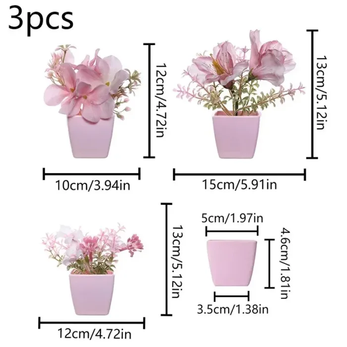 2024 Artificial Flower Potted Plant, Used Year-Round For Home, Bedroom, Study, Office Desktop Shelf Decoration - Image 3