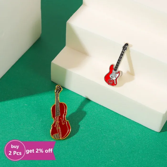 Concert Enamel Pins Piano Violin Guitar Trumpet Brooch Custom Clothes Lapel Badge Cute Musical Instrument Jewelry Gift for Kid - Image 2