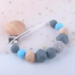 Silicone Dummy Clips Baby Pacifier Leashes & Cases  Infant Teething Toys Beech Cartoon Wooden Chewable Toy Newborn Shower Gifts - Image 10