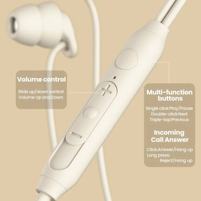 Soft Silicone Headphones Wired Handsfree Type C 3.5mm Jack Earphones In-Ear Sleep Wired Headset With Mic In-line Control Earbuds - Image 6