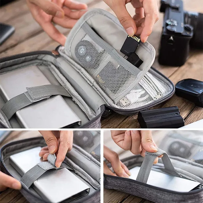 Data Cable Storage Bag, Portable Headphone Manager, Digital Gadget Suitcase, Double-layer Digital USB Hard Drive Protection Bag - Image 3
