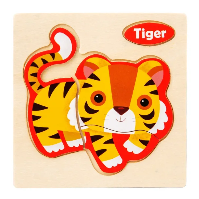 Montessori Wooden 3D Jigsaw Puzzle Cartoon Animals Children Learning Cognition Intelligence Puzzle Game Educational Toy for Kids - Image 25