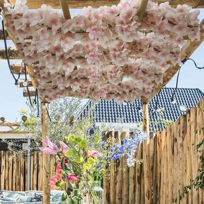 Artificial Flowers Cherry Blossom Sakura Garland Wedding Arch Garden Backdrop Home Party Decoration Silk Fake Plants Vine 230cm - Image 6