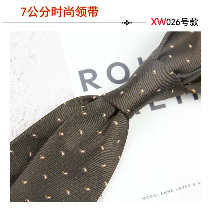 2024 New Korean 7cm Luxury Casual Neckties For Men Navy Brown Green Striped Neck Ties Formal Dress Suit Cravat Flower Red Tie - Image 32