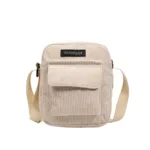 Women Corduroy Shoulder Bags Striped Cloth Fabric Handbags Casual Zip Tote Canvas Crossbody Bag Cute Shopping Bag for Ladies - Image 7