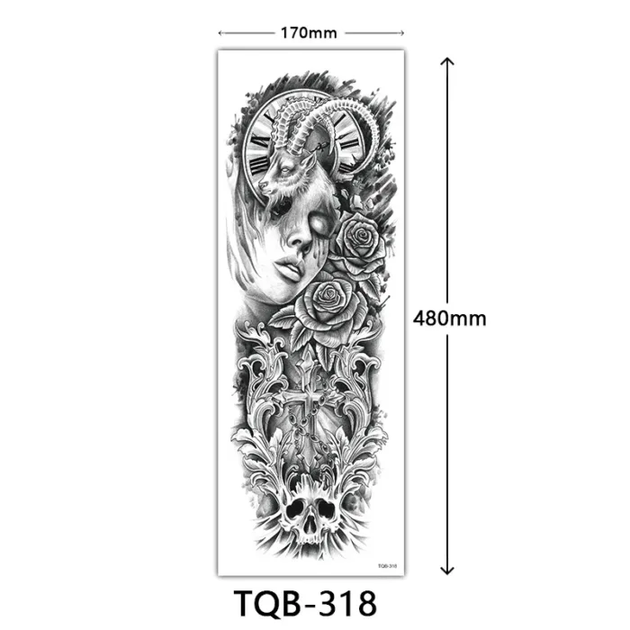 Body Art Full Fake Tatoo Tiger Wolf Flowers Rose Large Arm Tattoo Sticker Full Sleeve Waterproof Semi Permanent Tattoo Women Man - Image 42