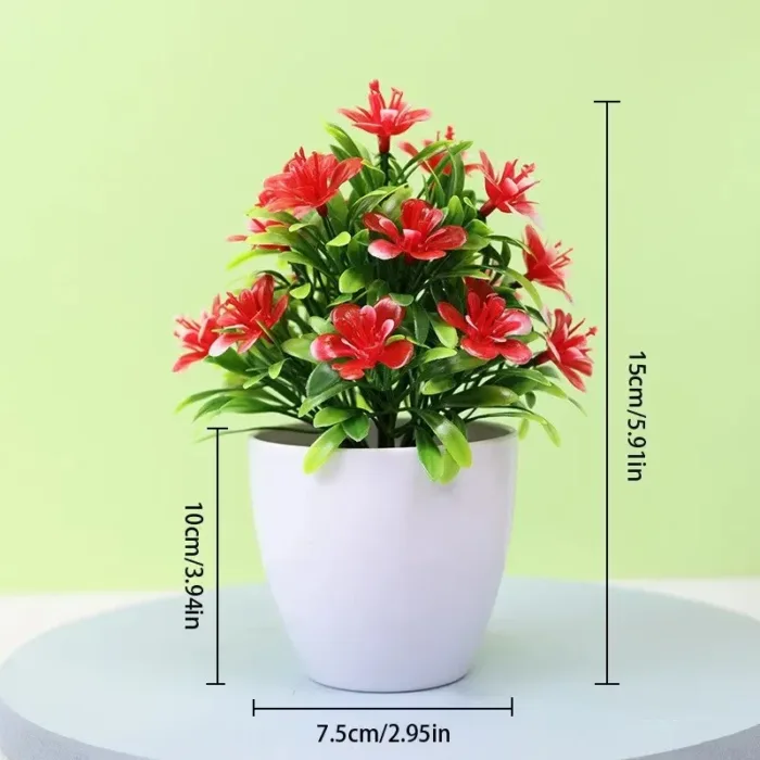 1pc Artificial Flowers Five Leaf Plum Small Potted Plants Can Be Placed Indoors And Outdoors Suitable For Home Room Decoration - Image 4