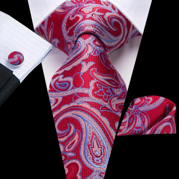 Hi-Tie Designer Black Blue Striped 63inch Silk Men Tie Extra Long Ties for Men Woven Classic 160cm Men Necktie Pocket Square Set - Image 24