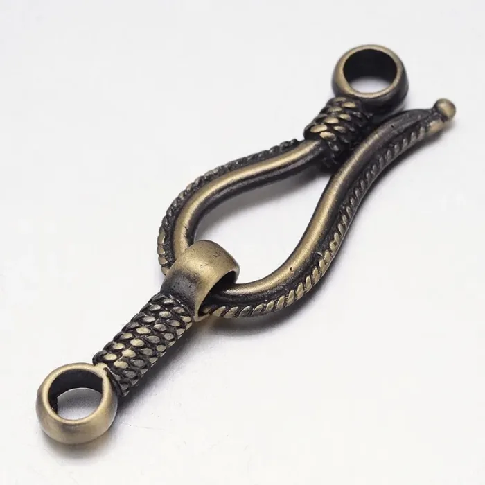 2Set Rack Plating Brass Hook and S-Hook Clasps Nickel Free Brushed Red Copper 45x14x4mm Hole: 3.5mm for fashion jewelry - Image 5
