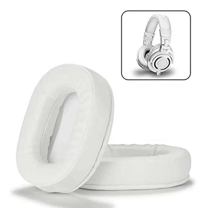 Ear Cushions Memory Foam Earpads Cover Replacement Ear Pads for ATH M50X Fits Audio Technica M40X M30X M20 White - Image 2