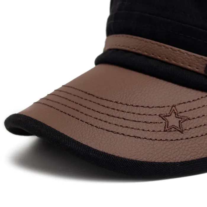 Flat Hat Women Fashion PU Leather Brim Men Baseball Cap Soft Cotton Cloth Casual Visor Trucker Hat Autumn Summer Adjustable - Image 6