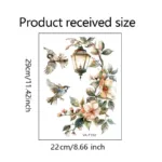 Colorful Flower Pendant Lamp Bird Wall Sticker for Bedroom Living Room Entrance Home Background Decor Self-adhesive Wall Art - Image 7