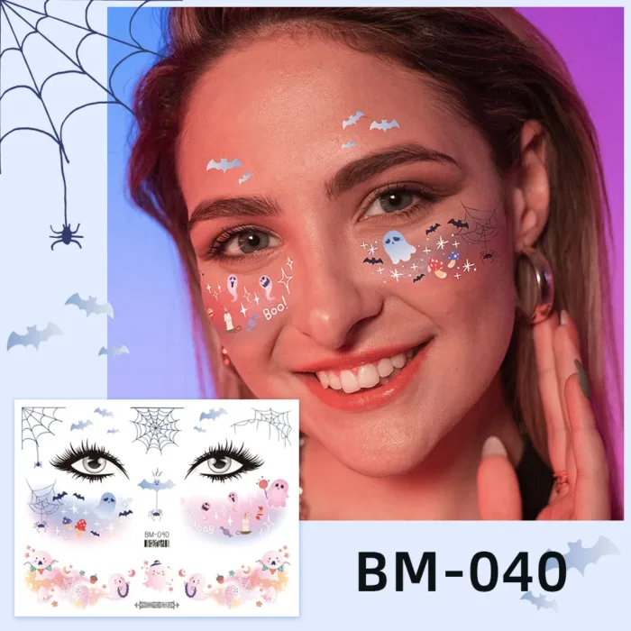 Size:15.8x12cm New Children's Halloween Tattoos Facial Gathering Waterproof Cartoon Temporary Tattoos Sticker - Image 14