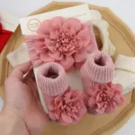 3Pcs/Set Lace Flower Baby Headbands Socks Wing Bow Cotton Non-slip Anklet 0-12M Stockings Wide Elastic Hairbands Infant Socks - Image 4