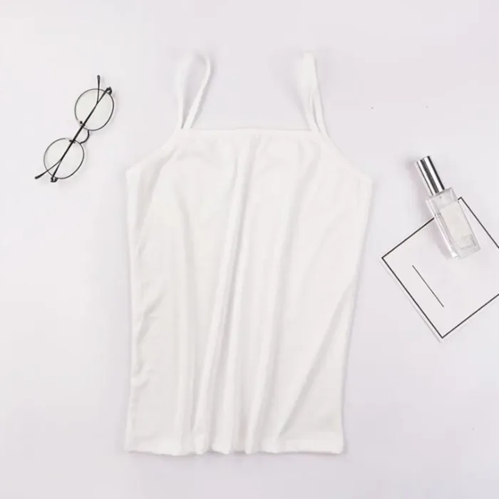 2024 New Women's Plain Sleeveless Top Ladies Stretch Strappy Camisole Vest Bottoming Shirts Nude Black White Lady Tank Top Vests - Image 7