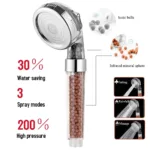 3 Functions High Pressure SPA Shower Head Water Saving Handheld Rainfall Bathroom Accessory Anion Filter Shower - Image 5