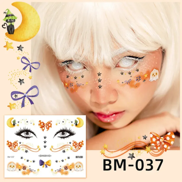 Size:15.8x12cm New Children's Halloween Tattoos Facial Gathering Waterproof Cartoon Temporary Tattoos Sticker - Image 13