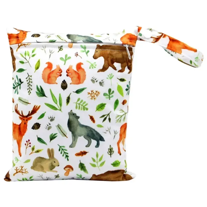 20*25cm Baby Diaper Bag Cartoon Print Wet Dry Nappy Zipper Handbag Stroller Carry Pack Travel Outdoor Wet Diaper Storage Bags - Image 9