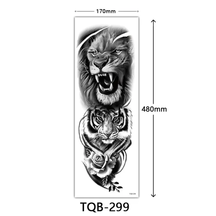 Body Art Full Fake Tatoo Tiger Wolf Flowers Rose Large Arm Tattoo Sticker Full Sleeve Waterproof Semi Permanent Tattoo Women Man - Image 6