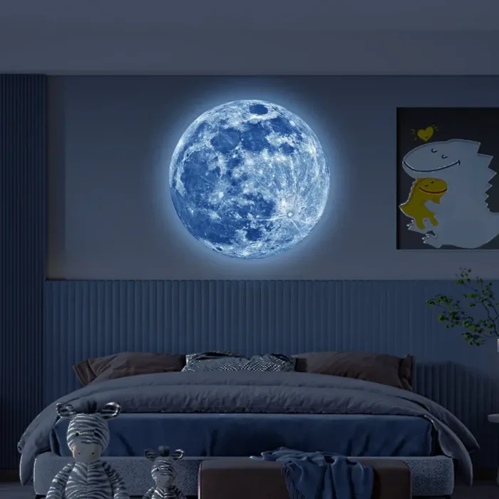 Aesthetic 3D Luminous Moon Wall Sticker Glow In The Dark Fluorescent Sticker PVC Home Kids Room Decals Wall Decor Wallpaper - Image 4