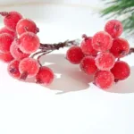 10pcs Mini Apple Fake Fruit glass Berries Artificial pomegranate red cherry Bouquet Stamen Christmas Apple Decorative