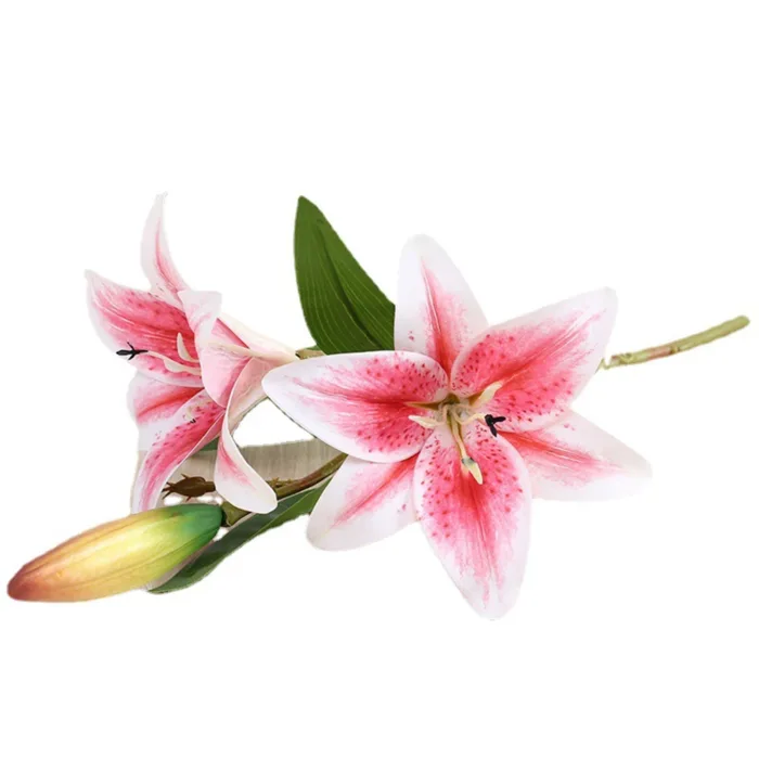 Real Looking 3D Printing Lily Branch Artificial Flowers White Fake Flowers Flores for Wedding Home Garden Decoration - Image 3