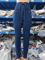 Casual High Waist Skinny Jeans for Women Grommet Eyelet Lace-Up Pocket Design Plain Fashion Women's Denim Trousers - Image 4