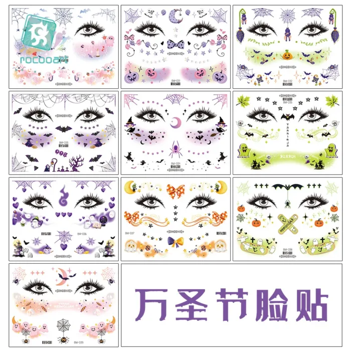 Size:15.8x12cm New Children's Halloween Tattoos Facial Gathering Waterproof Cartoon Temporary Tattoos Sticker - Image 4