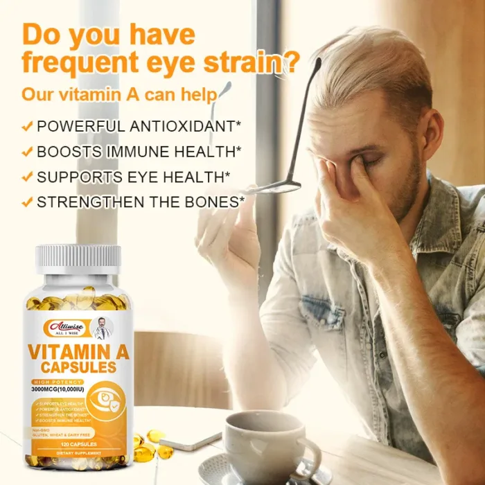 Alliwise Vitamin A Capsules Supports Healthy Skin & Eyes Antioxidant Activity supplement Blood Sugar and Lipids Antioxidant - Image 5