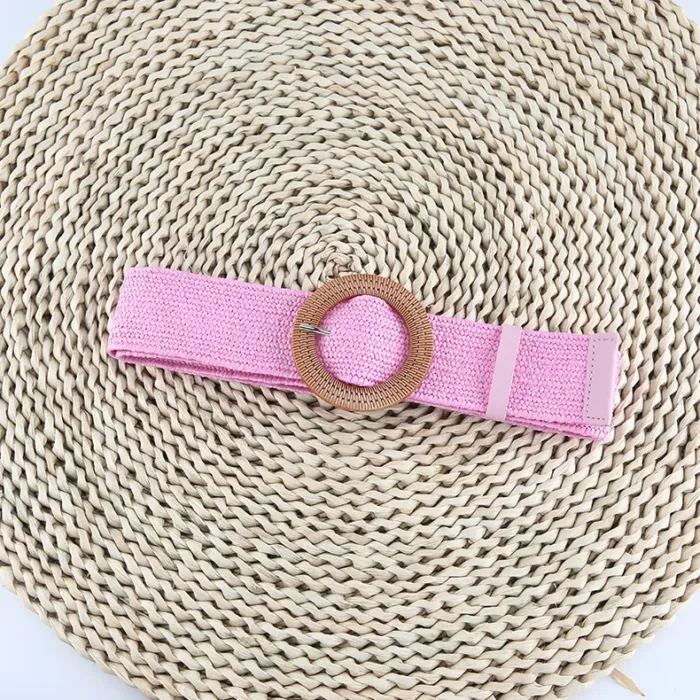 Vintage Bohemian Square Buckle Elastic Braided Belts Women Summer Wild Linen Weave Fake Straw Waist Belt Dress Shirt Decoration - Image 10