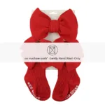 3Pcs/Set Big Bullet Bow Baby Headbands Elastic Nylon Hairbands Anti-Slip Socks Long Knee Cotton Sock 0-12M Maternity Clothing - Image 5