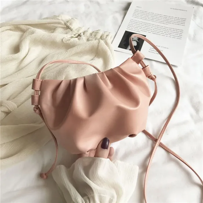 Fashion Women Shoulder Bag New Arrival Crossbody Bag Female Solid Color Pleated Design Ladies Bag Mini Zipper Cloud Bag For Girl - Image 8