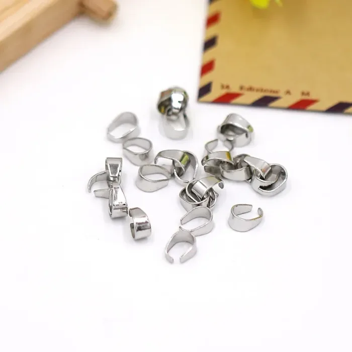 New 50Pcs/Lot Silver Color Pendant Pinch Bail Clasps Necklace Hooks Clips Connector For DIY Jewelry Making Findings - Image 3