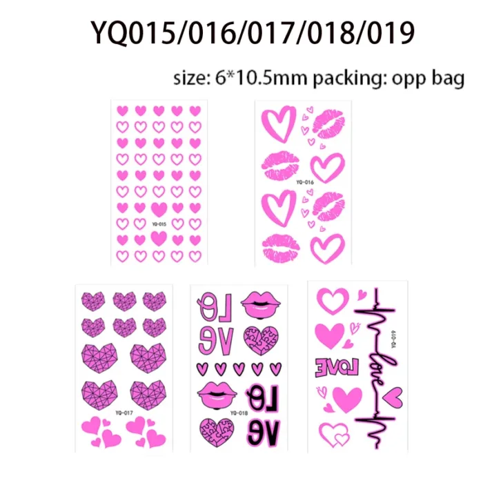 Luminous Temporary Tattoos Stickers Fluorescent Neon In Dark Illuminate Tattoo Elephant/Love Heart Shoulder Tattoo Party Sticker - Image 22