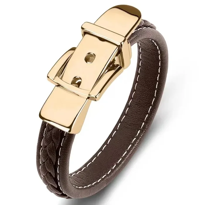 European and American Style Belt Buckle Stainless Steel Trendy Punk Style Men's Bracelet Multicolor Wide Leather Rope Bracelet - Image 8