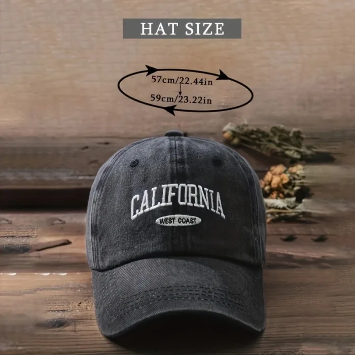 Fashionable Versatile Washed Letters Solid Color Embroidered Baseball Cap For Men Wide Brimmed Casual Sports Cap For Women - Image 3